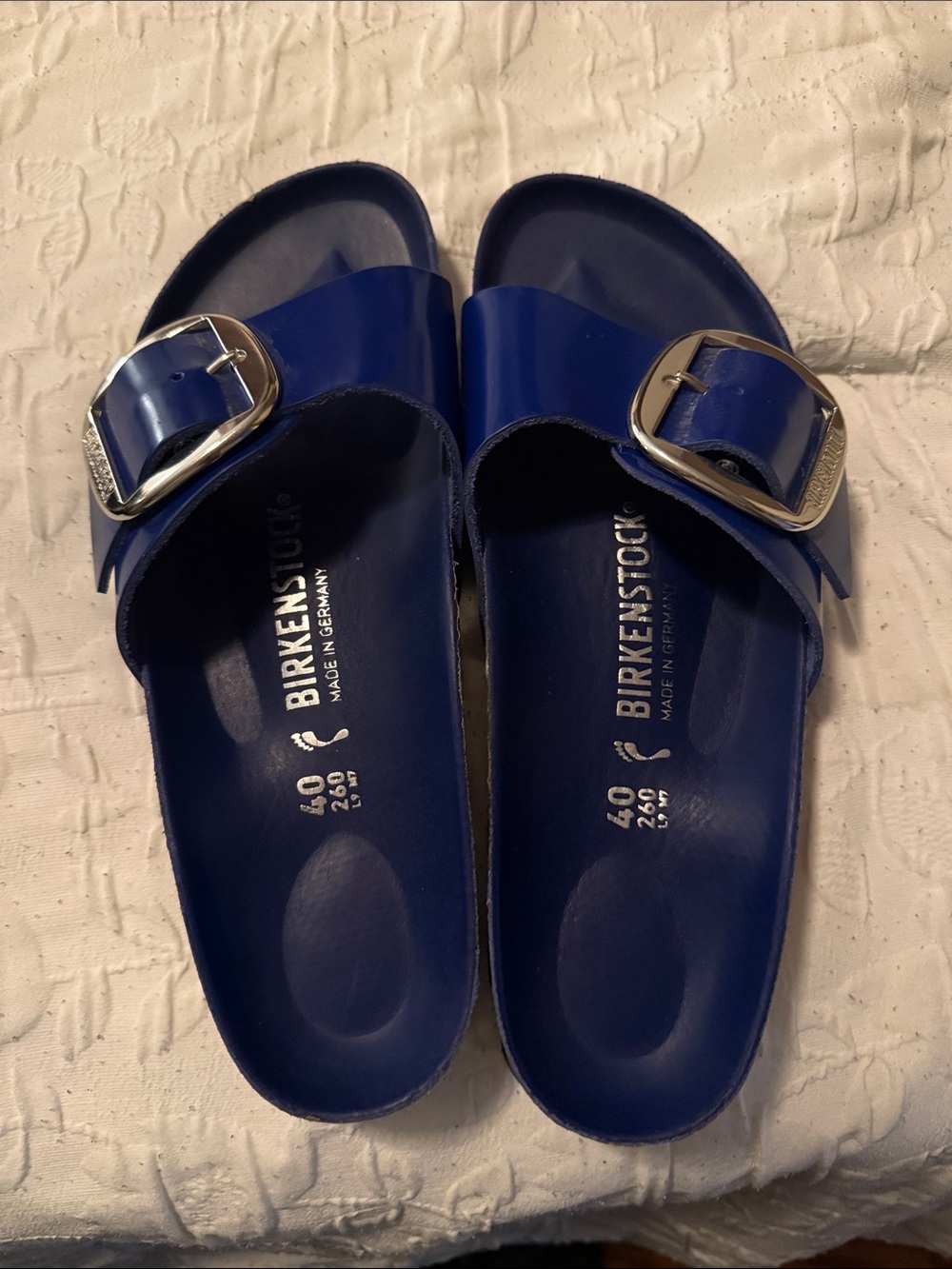 Birkenstock Blue Single-Buckle EVA Slide Sandals like new